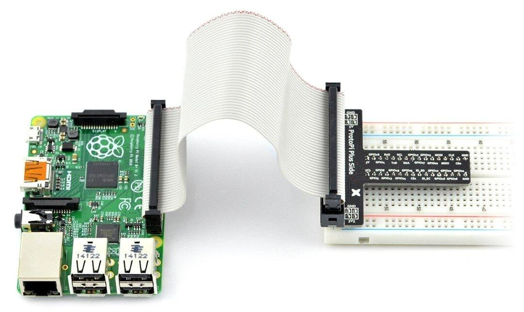 Msx Elektronika ProtoPi Plus Side – GPIO Raspberry Pi 4/3/2/B išplėtimas, skirtas maketavimo plokštei + juostinis laidas