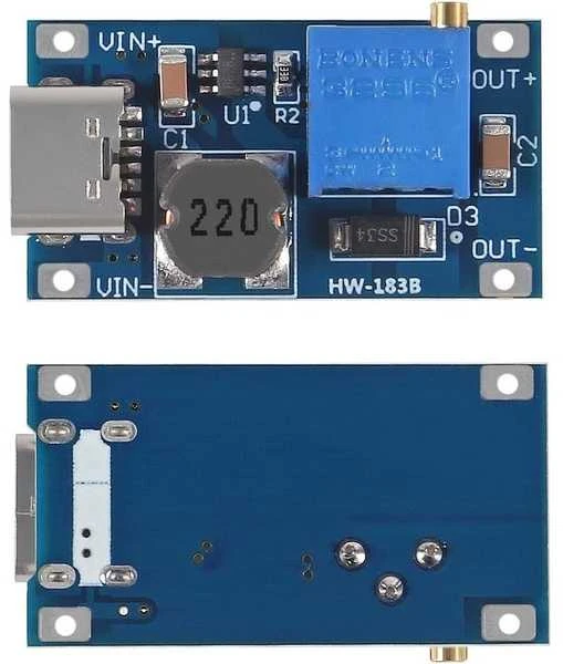 MT3608 įtampos keitiklis su USB-C jungtimi