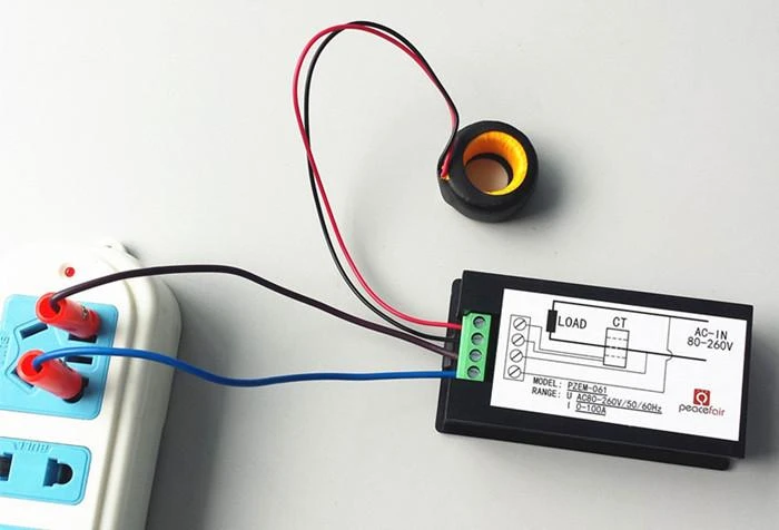 PZEM-061 volt/ampermetras su srovės transformatoriumi