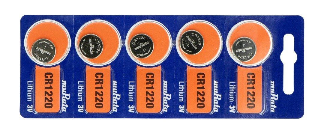 Murata CR1220 3V baterijų pakuotė 5 vnt