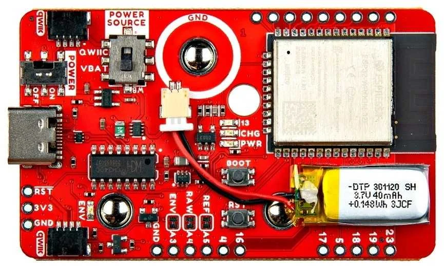 MyoWare 2.0 Wireless Shield su ESP32 ir baterija