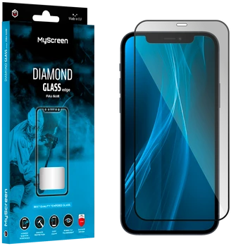 MyScreen DIAMOND GLASS LITE edge FULL GLUE apsauginis stiklas Apple iPhone 12 Pro Max 6.7" - juodas