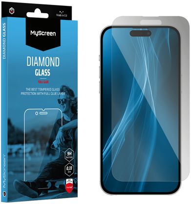 MyScreen DIAMOND GLASS LITE edge FULL GLUE juodas apsauginis stiklas Apple iPhone 15 6.1"