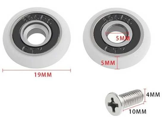 Oem Nailono kreipiamasis ratas 5x19x5mm - 5mm ašis - guolio ritinėlis - 3D spausdintuvams