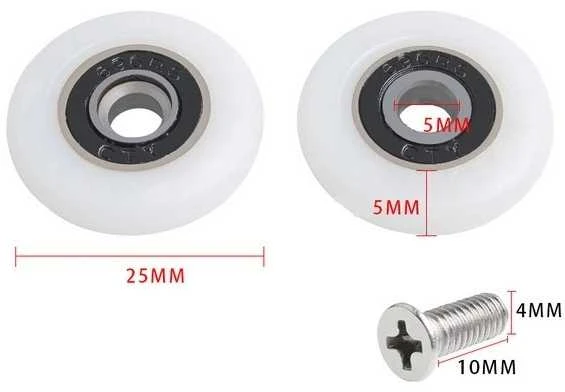 Oem Nailono kreipiamasis ratas 5x25x5mm - ašis 5mm - guolio ritinėlis - 3D spausdintuvams
