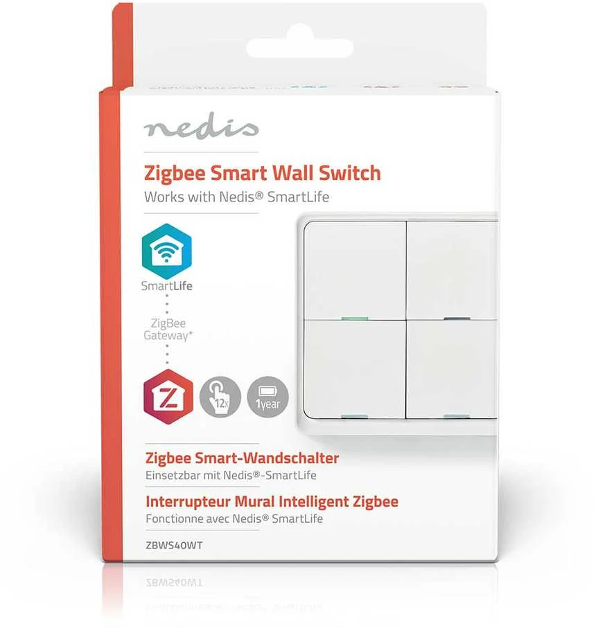 Nedis Išmanusis Zigbee SmartLife belaidis sieninis jungiklis, programuojamas, 12 funkcijų, CR2430, baltas