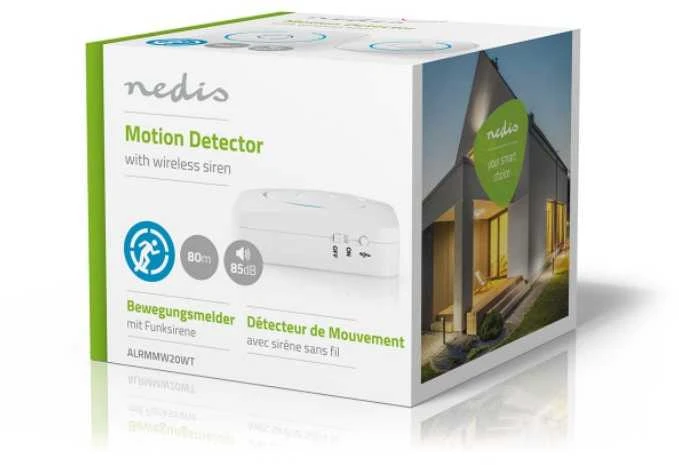 Nedis Judesio jutiklis su aliarmo funkcija, bevielis, 6xAAA, 85dB, 6m, imtuvas+siųstuvas, baltas
