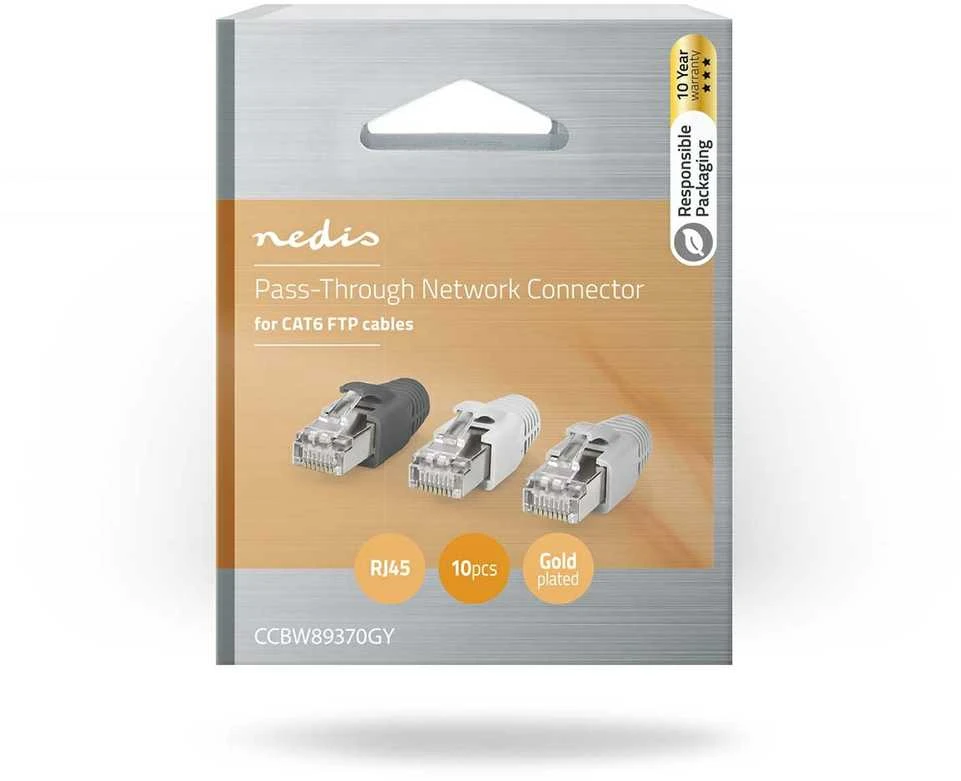 Nedis Kištukas RJ45 (8P8C) Pass Through CAT6 FTP kabeliui (10 vnt)