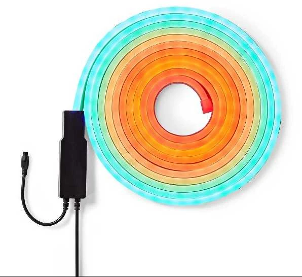 Nedis LED juostos komplektas NEON FLEX Wi-Fi, su pulteliu ir maitinimo šaltiniu 24V, 32W, 5m, 192lm/m, RGB IC skaitmeninė IP65