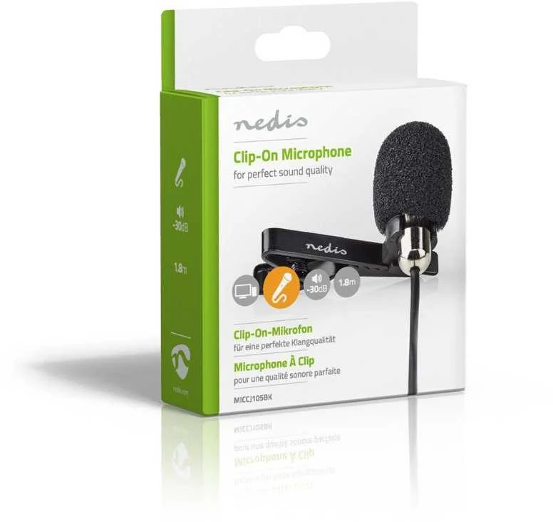 Nedis Prisegamas mikrofonas su 3.5mm jungtimi 1.8m