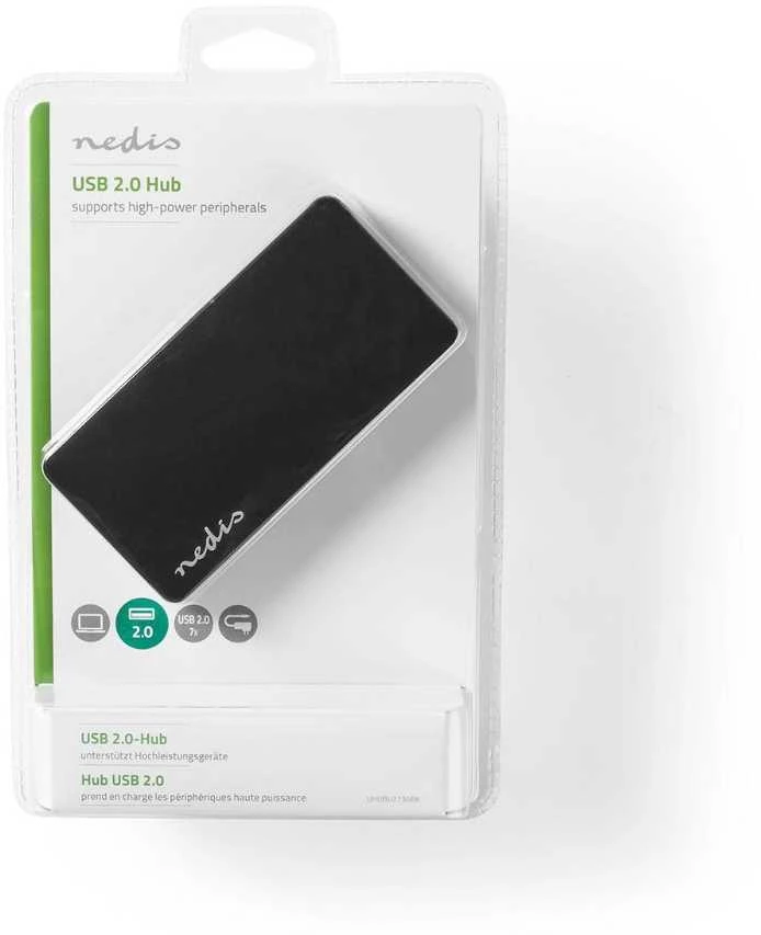 Nedis Šakotuvas USB 2.0 7 prievadų su maitinimo šaltiniu