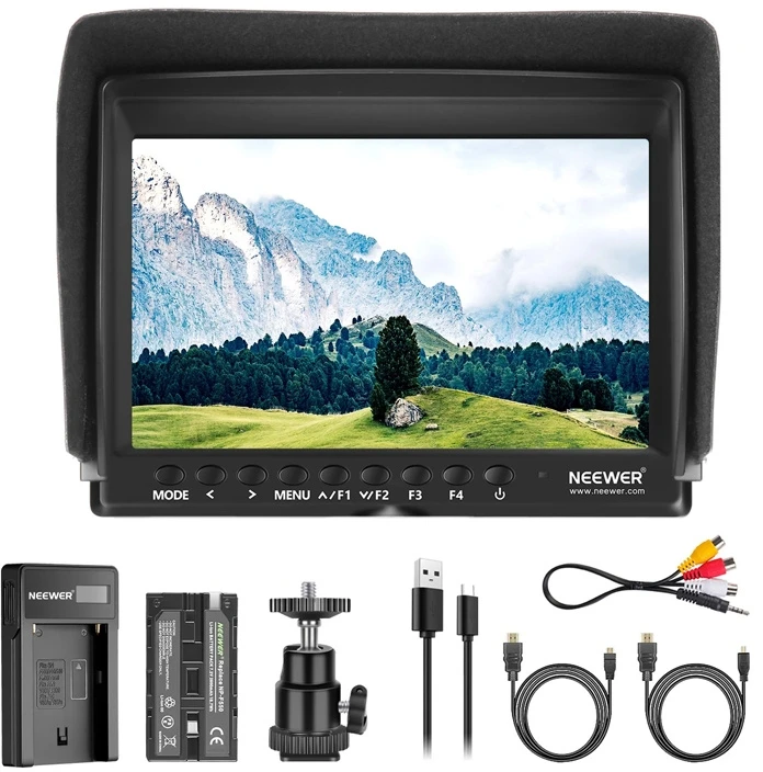 NEEWER F100 Field Monitorius + USB Charger + Baterija Kit