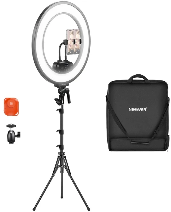 „Neewer RL45B“ 45 W 18 colių itin plonas LED žiedinių šviestuvų rinkinys