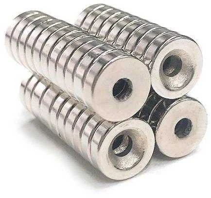 Neodimio magnetai 10x3mm su M3 įleidžiama skyle