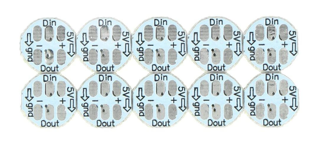 NeoPixel Mini Button PCB jungčių išdėstymas