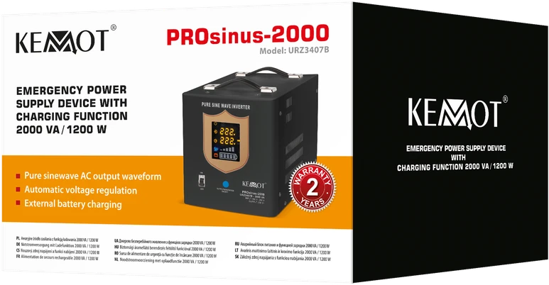 Nepertraukiamo maitinimo šaltinis 1200W 12V/230Vac KEMOT PROsinus-1200