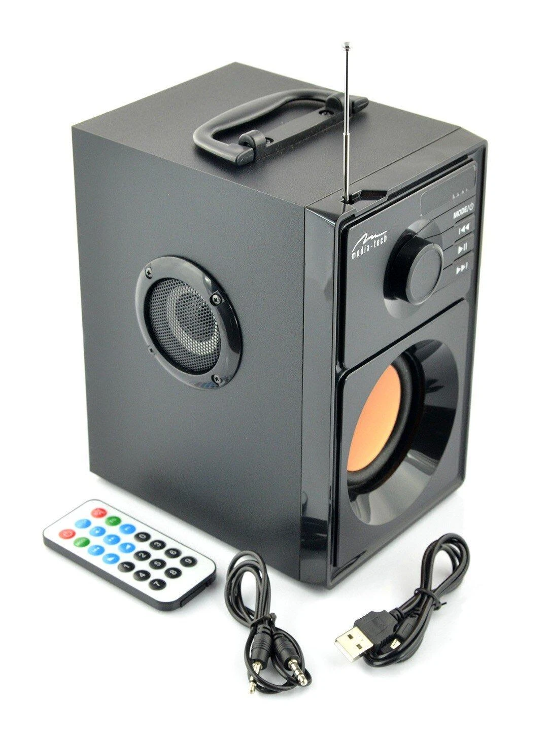 Nešiojama kolonėlė Media-Tech BOOMBOX BT MT3145 V2.0, 15W RMS, Bluetooth, USB, MicroSD, FM Radijas, AUX, su distanciniu pultu