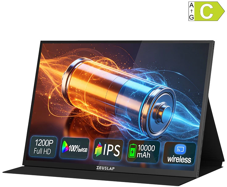 ZEUSLAP P16BT portable monitorius with a 16-inch touchscreen