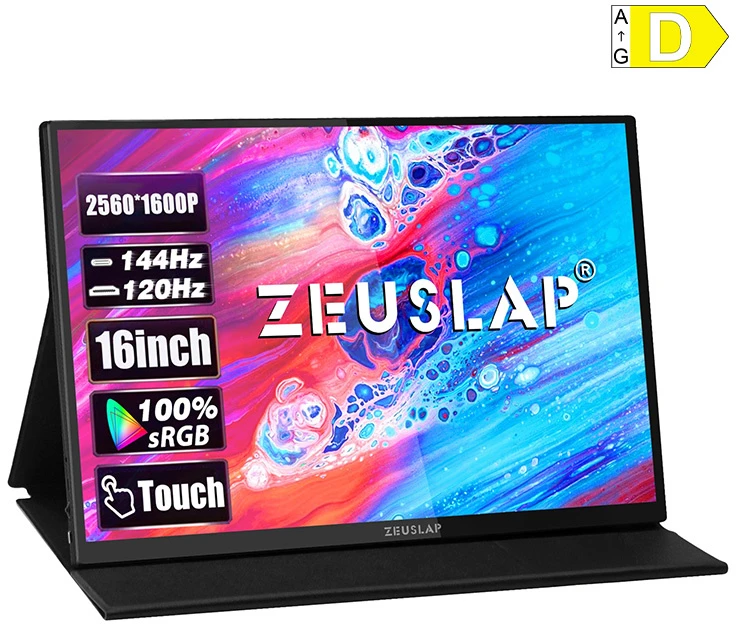 ZEUSLAP P16KT Portable Monitorius with a 16-inch 144Hz Jutiklinis ekranas