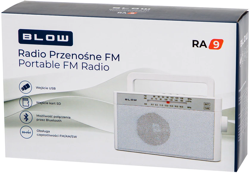 77-544# Nešiojamas analoginis AM/FM radijas blow ra9 baltas