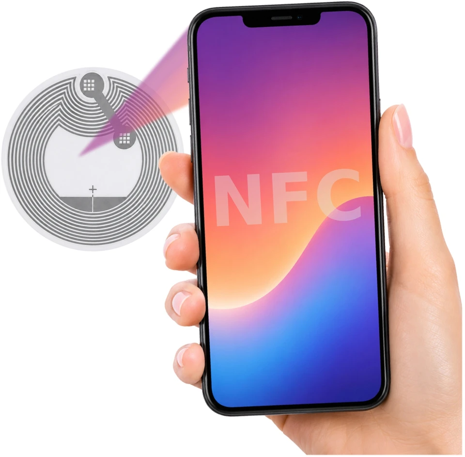 NFC lipdukas NTAG213 - 25 mm - 140 baitų - lipnus 13.56 MHz
