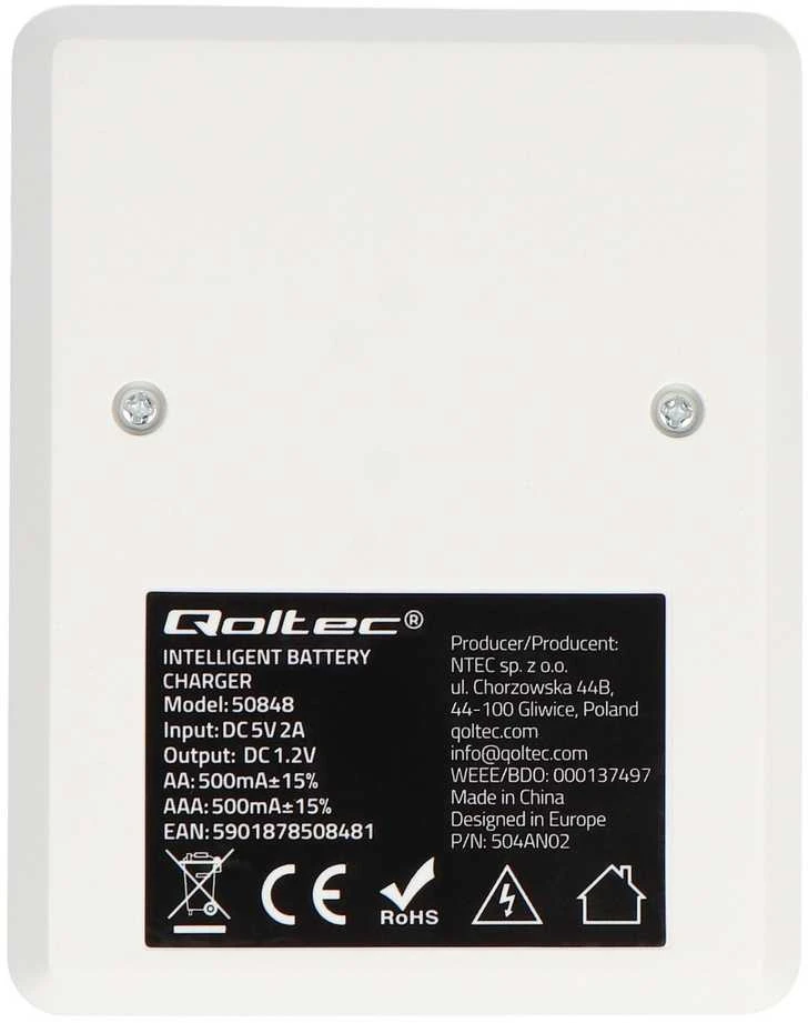 Ni-MH/Ni-Cd akumuliatorių įkroviklis – AA ir AAA – Qoltec 50848