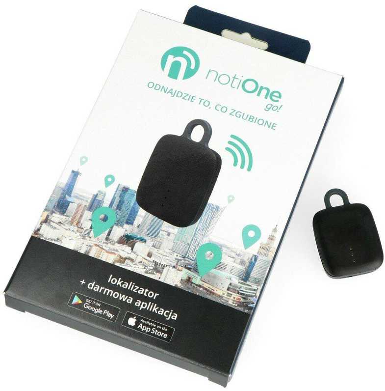 NotiOne GO - Bluetooth lokatorius su garsiniu signalu ir mygtuku - juodas