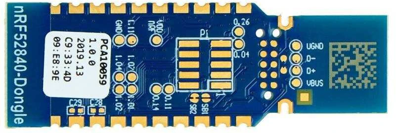 nRF52840 USB modulis, plokštės viršus