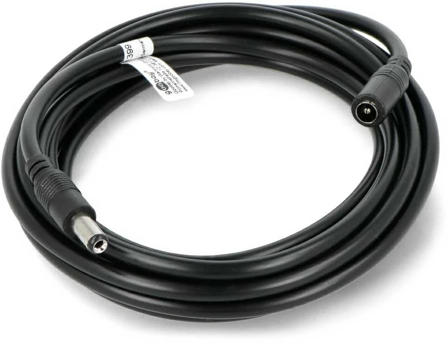 DC prailgintuvas 5.5/2.1mm - kaištis-lizdas - 3m - juodas - Goobay 71399