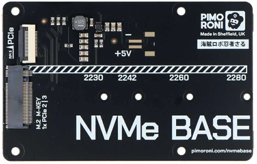 Pimoroni NVMe plokštė Raspberry Pi 5 viršus