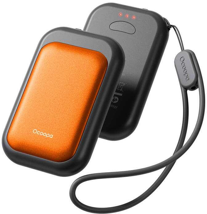 Ocoopa UT4 Young 2x2500 mAh rankų šildytuvas, USB-C, juoda ir oranžinė