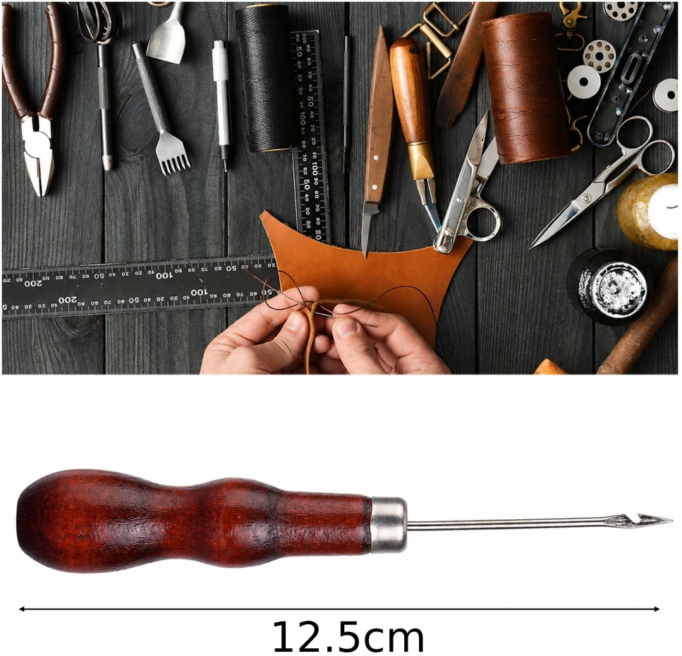 Odinė yla – kriaušės formos – 14.5 cm – apmušalams – medine rankena