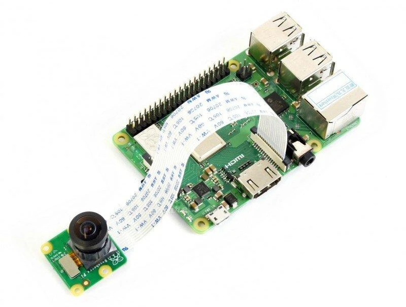 IMX219 kameros modulis prijungtas prie Raspberry Pi plokštės