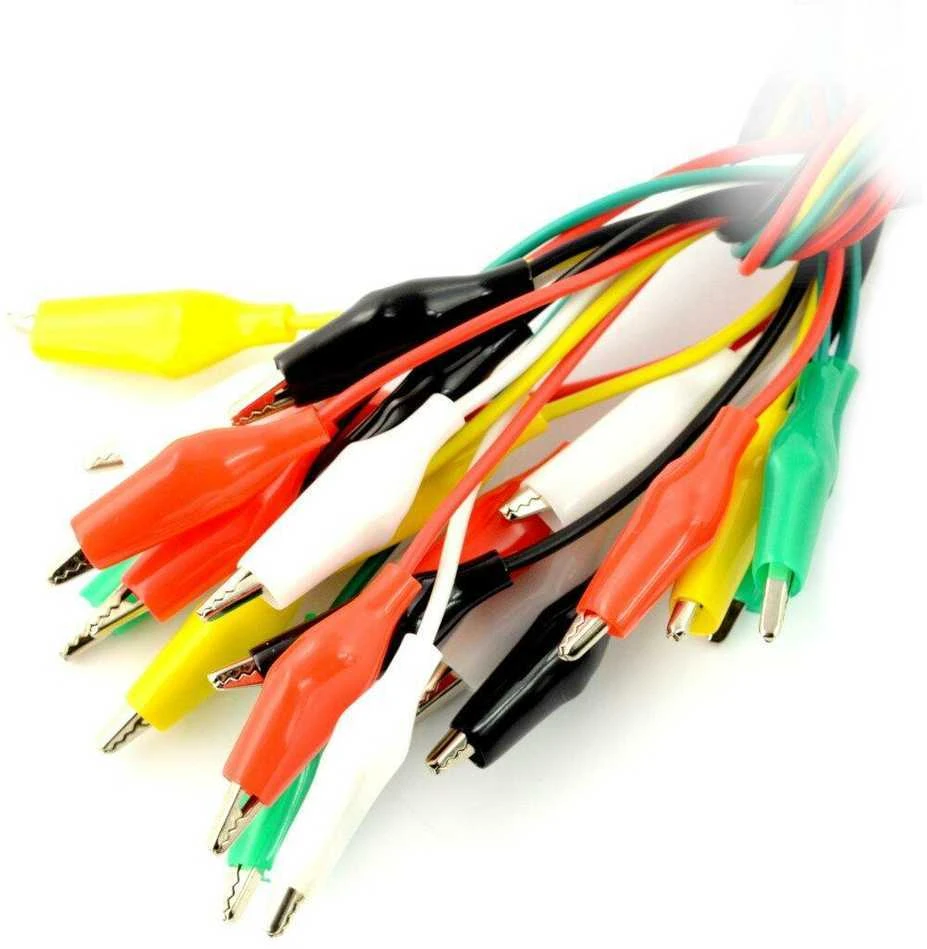 Spalvoti 22AWG krokodilo tipo jungiamieji laidai