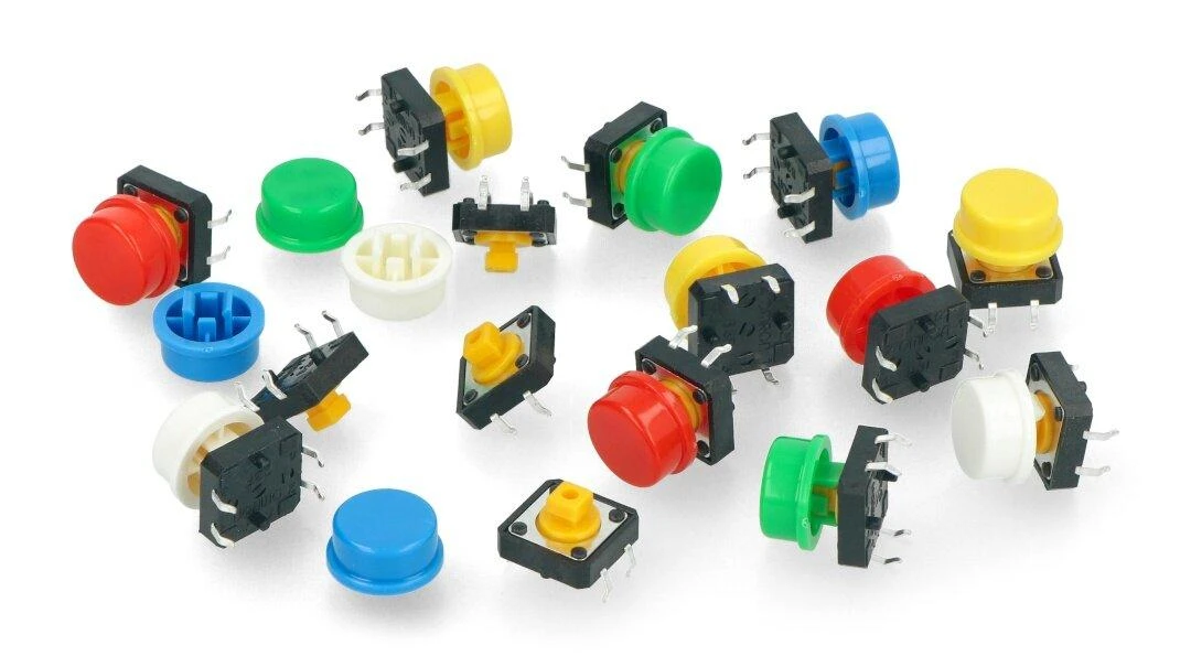 Spalvoti 12x12mm taktiniai jungikliai rinkinys