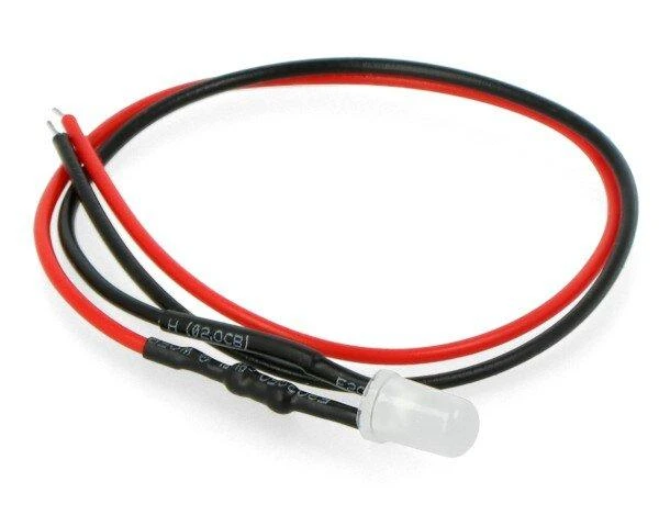 Oem 5mm 12V LED su rezistoriumi ir kabeliu - žalia