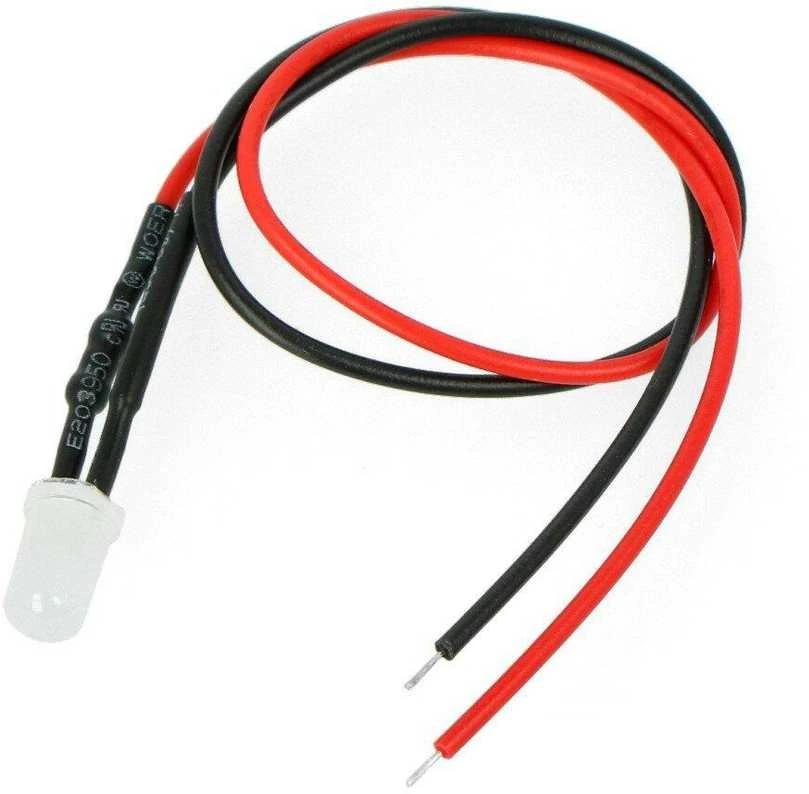 Oem 5mm 12V LED su rezistoriumi ir kabeliu - žalia