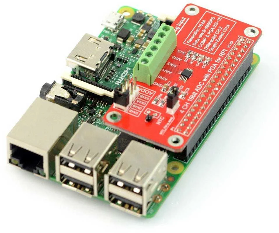ADS1115 modulis montuojamas ant Raspberry Pi