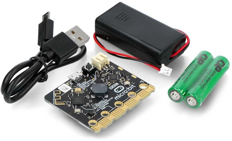 BBC micro:bit 2 GO - edukacinis modulis Cortex M4 akselerometras Bluetooth LED 5x5 + priedai