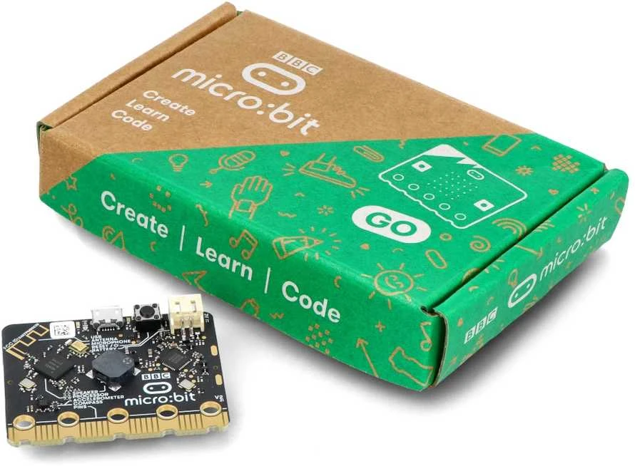 BBC micro:bit 2 GO - edukacinis modulis Cortex M4 akselerometras Bluetooth LED 5x5 + priedai