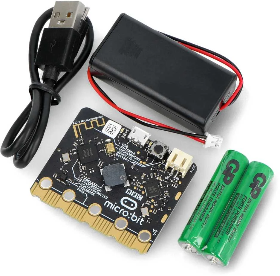 BBC micro:bit 2 GO - edukacinis modulis Cortex M4 akselerometras Bluetooth LED 5x5 + priedai