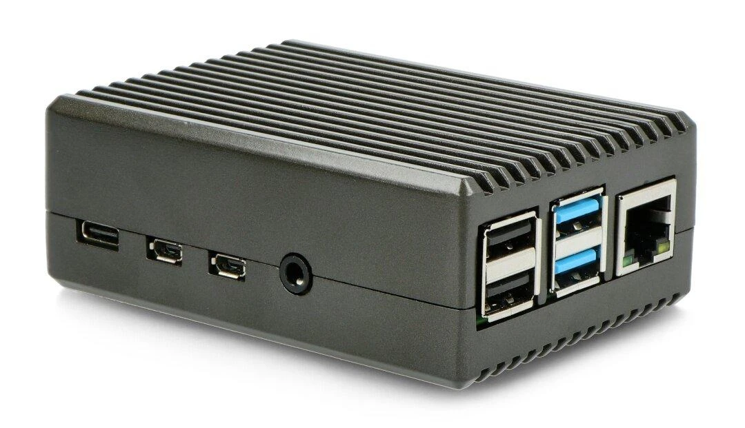 Oem Dėklas skirtas Raspberry Pi 4B - su išpjovomis - aliuminis - grafitas