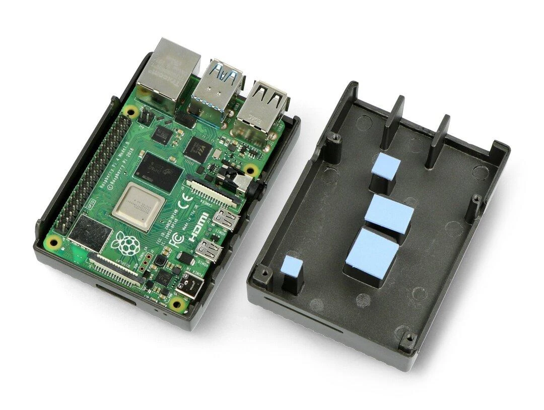 Oem Dėklas skirtas Raspberry Pi 4B - su išpjovomis - aliuminis - grafitas