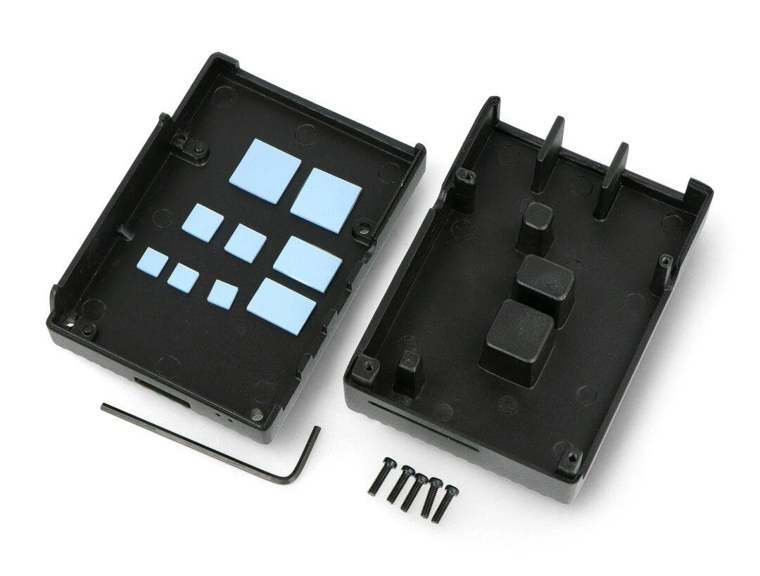 Oem Dėklas skirtas Raspberry Pi 4B - su išpjovomis - aliuminis - juodas