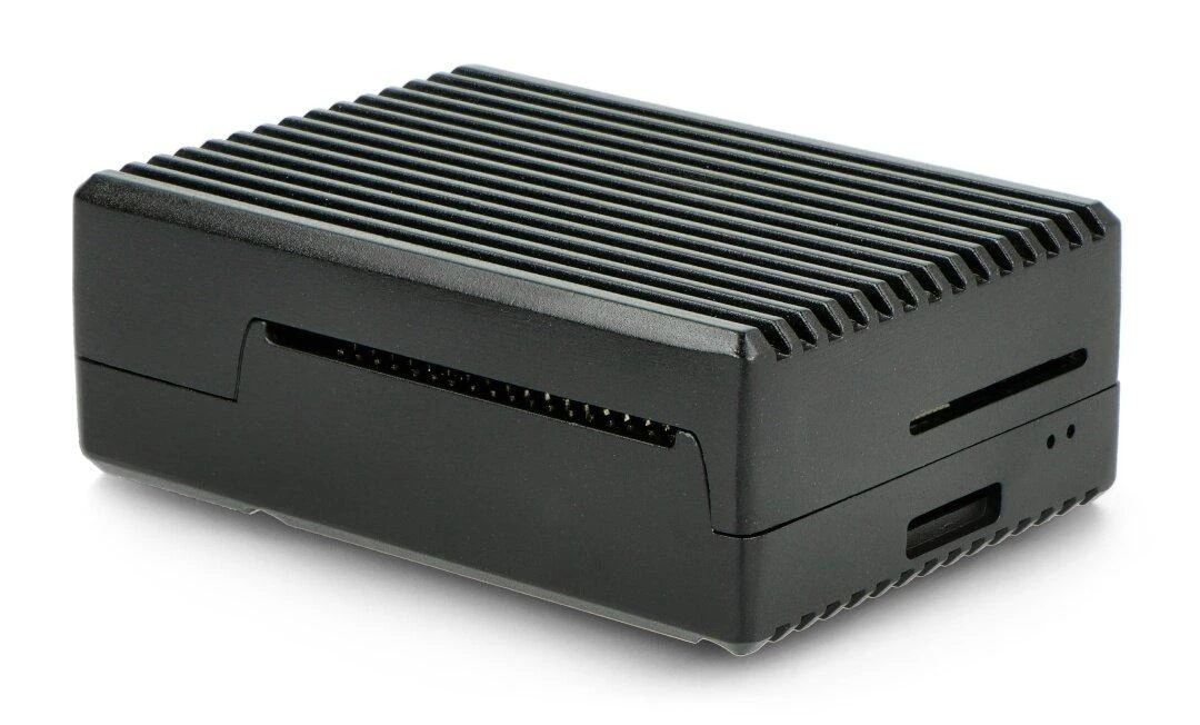 Oem Dėklas skirtas Raspberry Pi 4B - su išpjovomis - aliuminis - juodas