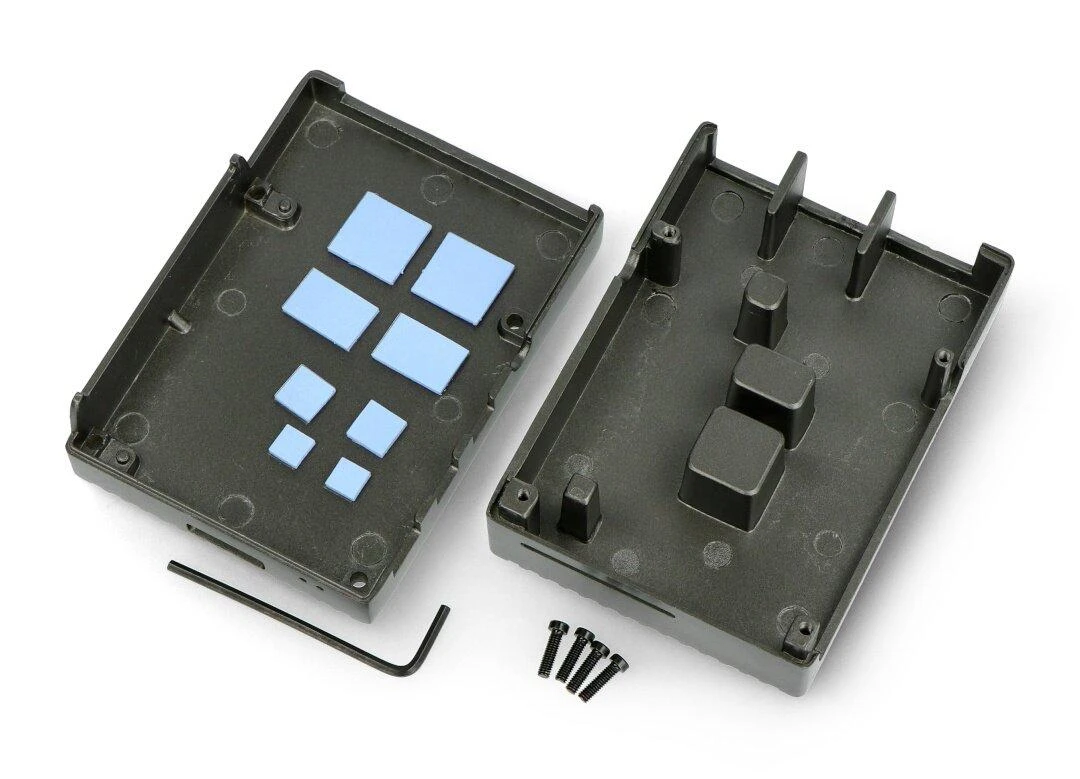 Oem Dėklas skirtas Raspberry Pi 4B - su išpjovomis - aliuminis - grafitas