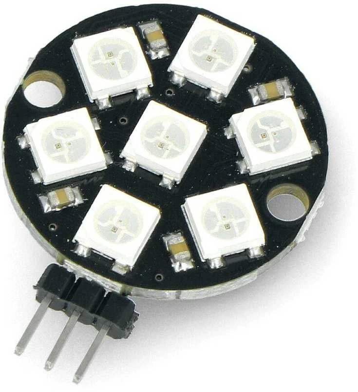 Oem Diodų žiedas LED RGB 7 x WS2812 5050 - lituotos jungtys