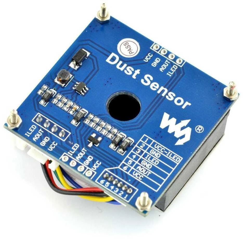 Waveshare GP2Y1010AU0F dulkių jutiklio modulis su jungtimis