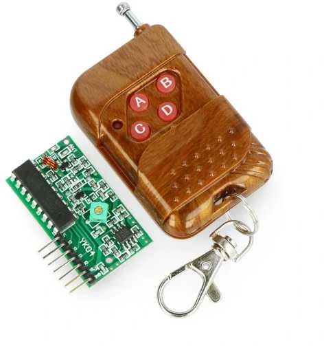 Medžio rašto 433 MHz nuotolinio valdymo pultelis ir modulis