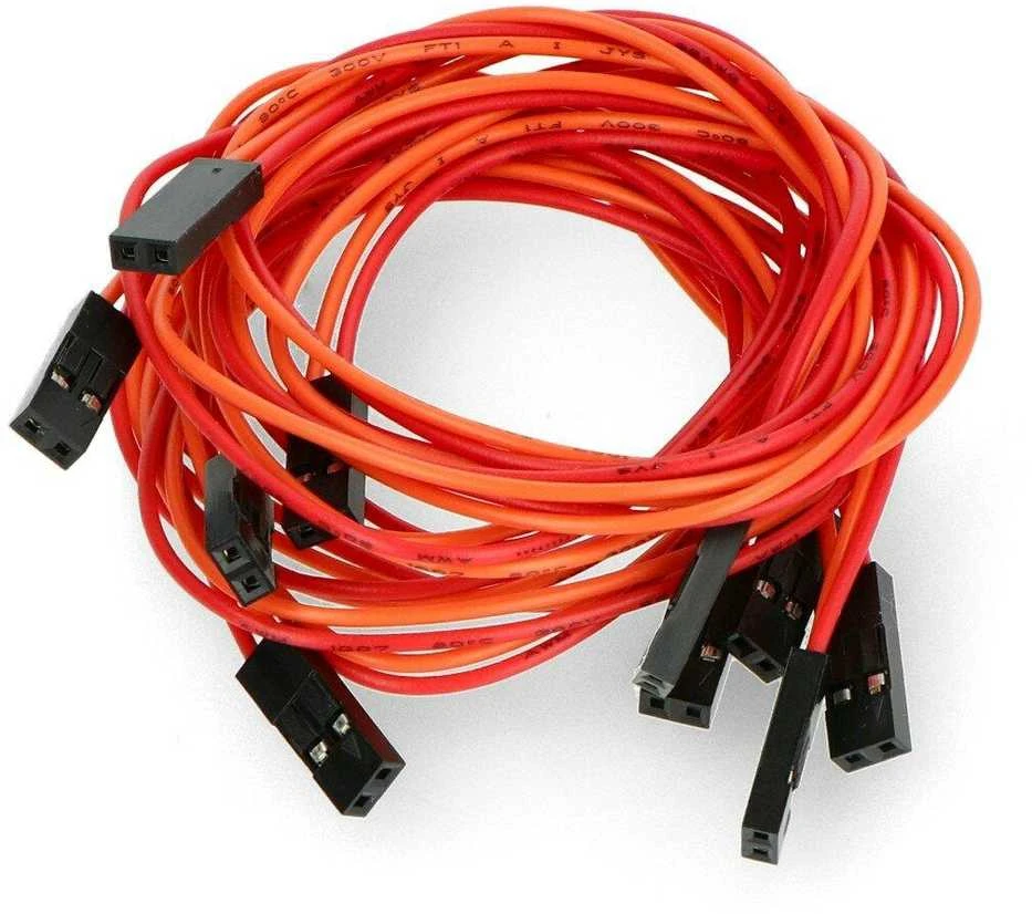 Oranžiniai dviejų kontaktų laidai, 40 cm, 2.54 mm rastras
